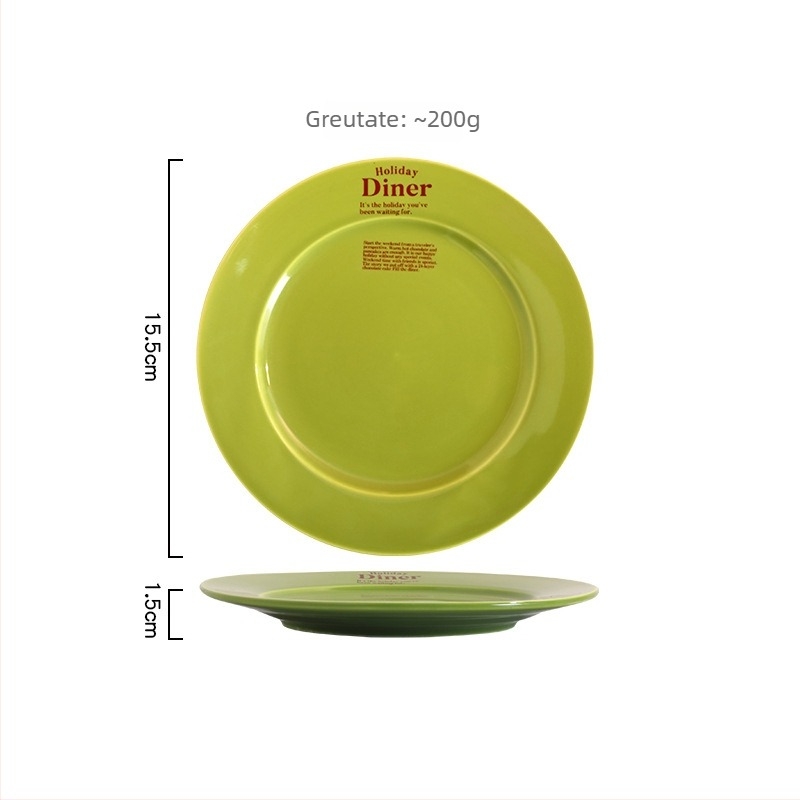 Farfurie din porțelan, stil coreean, rotundă, compatibilă cu cuptorul cu microunde