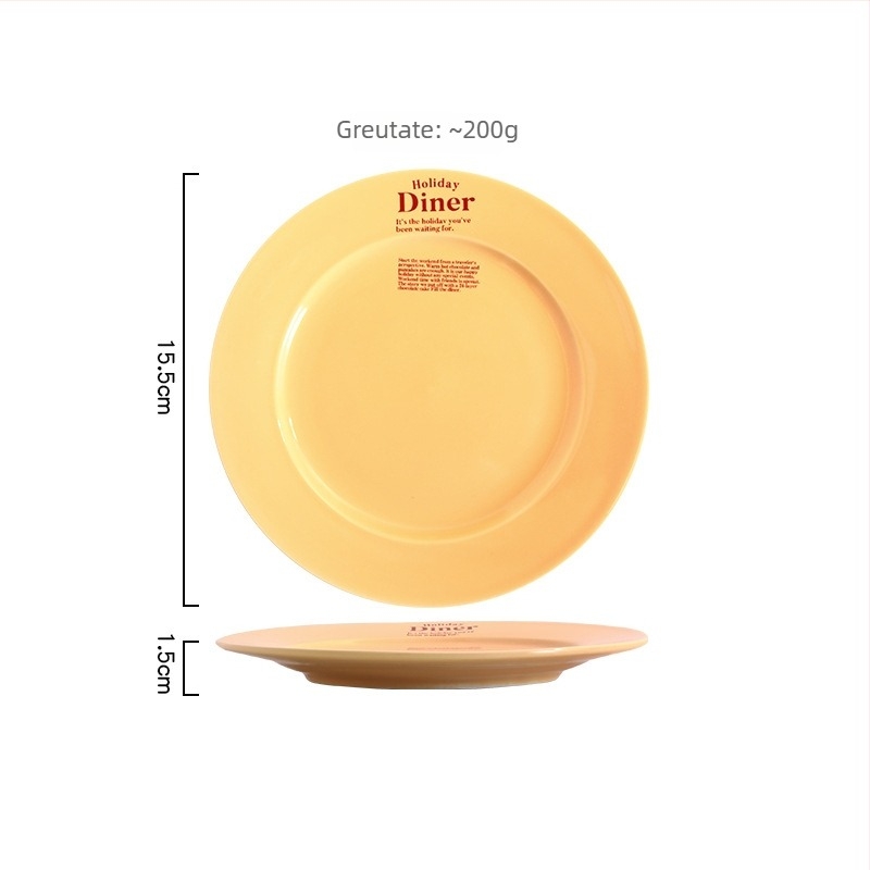 Farfurie din porțelan, stil coreean, rotundă, compatibilă cu cuptorul cu microunde