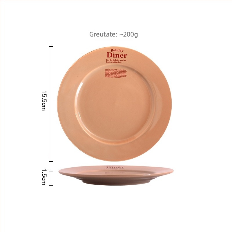 Farfurie din porțelan, stil coreean, rotundă, compatibilă cu cuptorul cu microunde