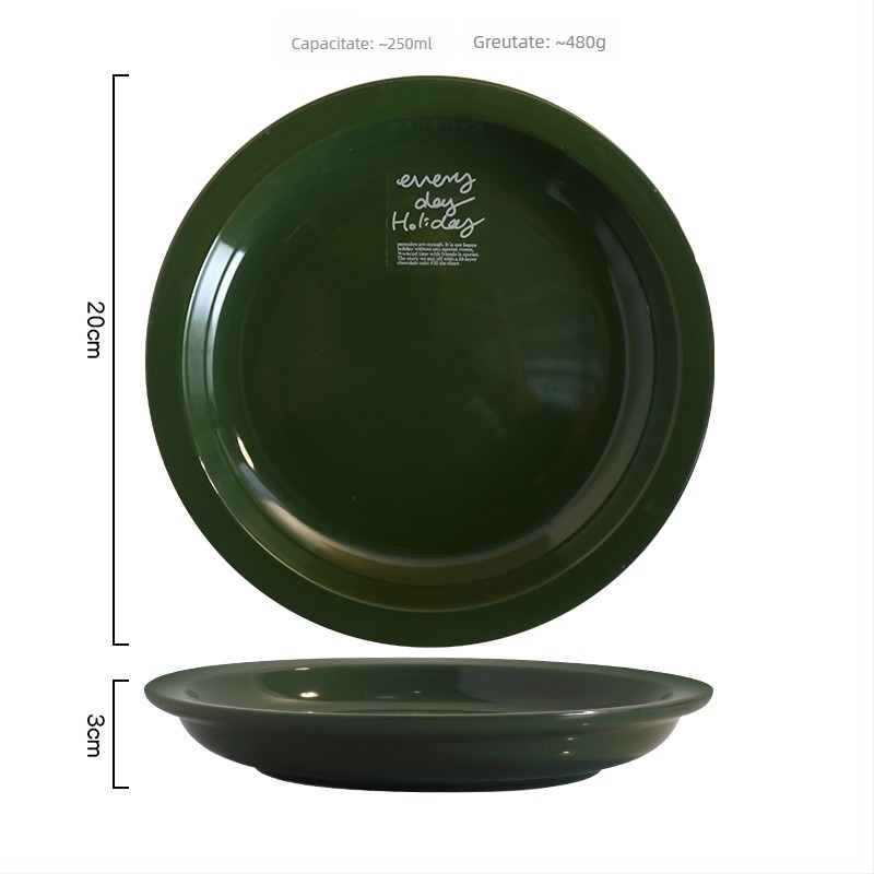 Farfurie din porțelan, stil coreean, rotundă, compatibilă cu cuptorul cu microunde