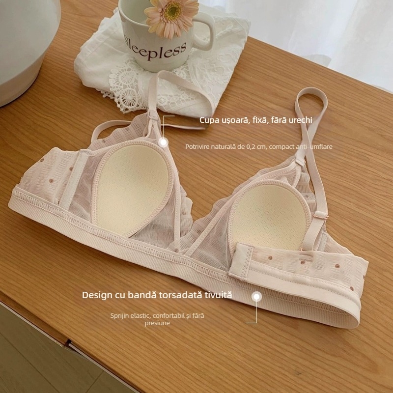  Sutien fara arc, cupe 3/4 preformate subtiri, din nailon cu căptușeală din spandex, închidere laterală, catarame pe spate în două rânduri