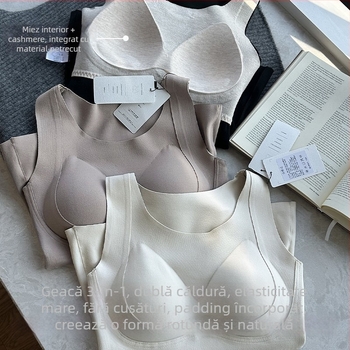 Top fără sutien în stil vestă, cupe fixate, material principal poliester, căptușeală din mătase de mulberry, respirabil