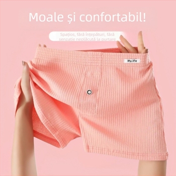 Boxeri bărbați din bumbac, talie medie, tricot, respirabili, unicolor