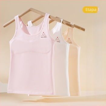 Vestă din bumbac pentru fete în perioada de dezvoltare, căptușită cu viscose, cupă fără model, bretele fixe