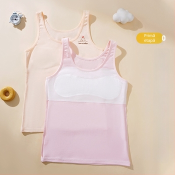 Vestă din bumbac pentru fete în perioada de dezvoltare, căptușită cu viscose, cupă fără model, bretele fixe