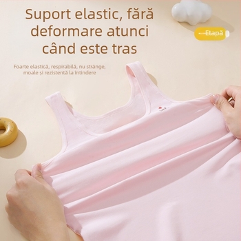 Vestă din bumbac pentru fete în perioada de dezvoltare, căptușită cu viscose, cupă fără model, bretele fixe