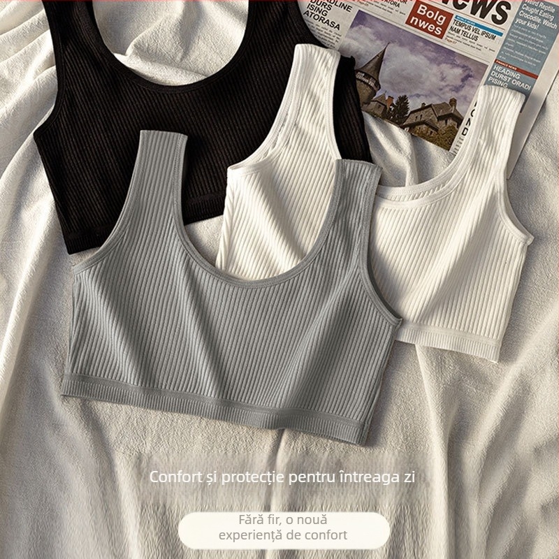 Bustier din bumbac pentru fete, cupă 3/4, cupă subțire modelată, material plăcut pielii