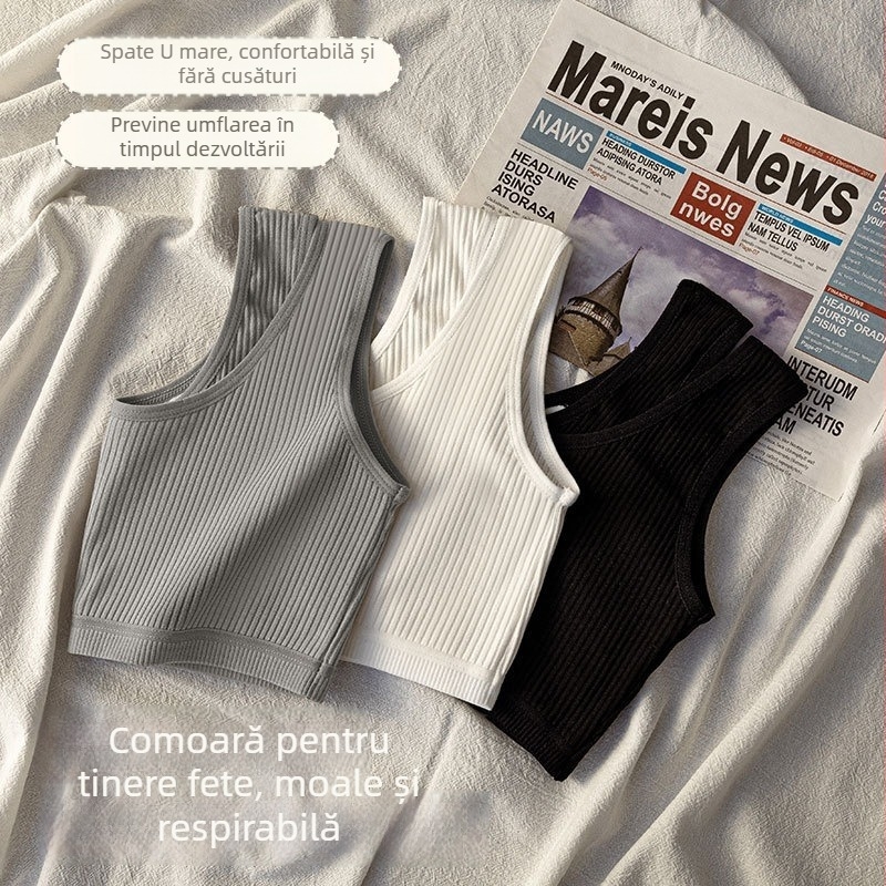 Bustier din bumbac pentru fete, cupă 3/4, cupă subțire modelată, material plăcut pielii