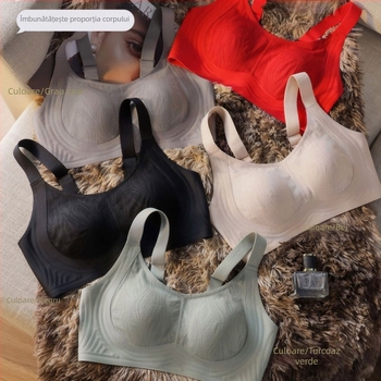  Sutien Push-Up fără cusături, cupe în formă de urechi de iepure, cupă ultra-subțire modelată, bretele fixe dublu, închidere pe spate cu patru rânduri