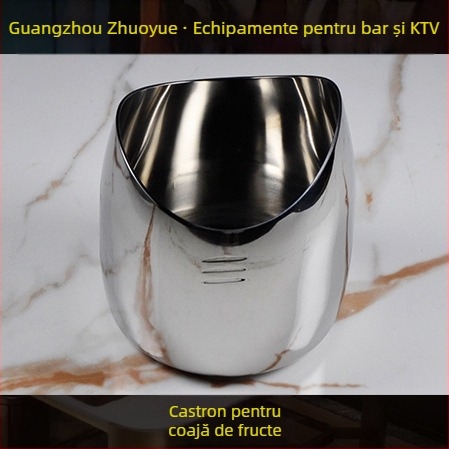 Set din oțel inoxidabil pentru servire la hotel – finisaj lustruit, stil chinezesc; accesorii bar/noapte club: farfurie pentru fructe, scrumieră, găleată pentru gheață