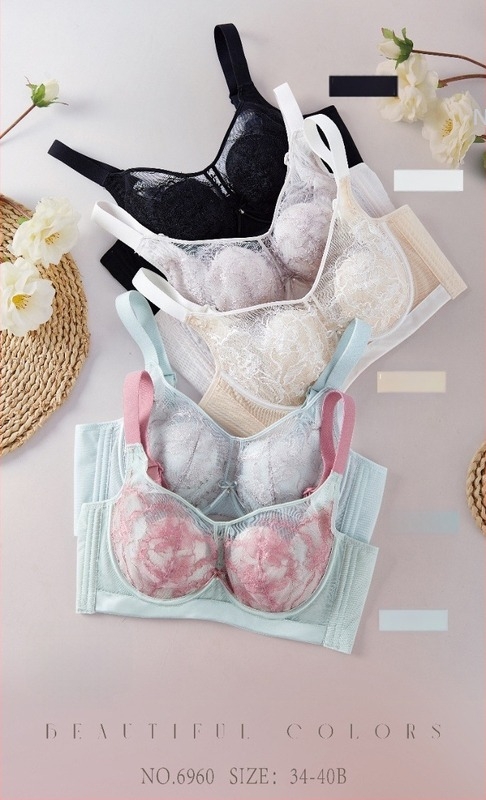  Sutien push-up cupe 3/4, cupe ultrau subțire modele, material nylon, inel din oțel, închidere la spate cu patru rânduri de cârlige, bretele fixe, broderie