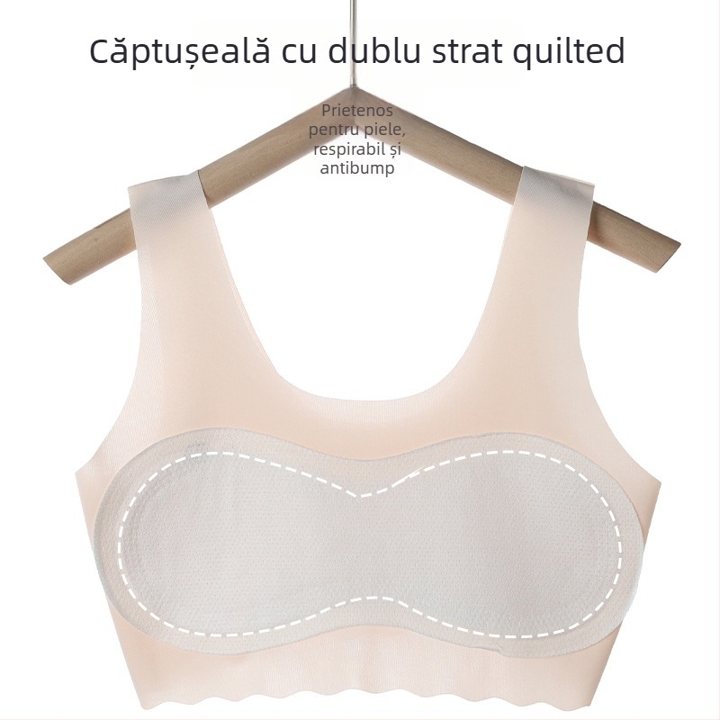 Bustier din nailon pentru fete, 12–15 ani, cupe pline, fără cupă modelată, căptușit cu bumbac, respirabil, bretele duble fixe