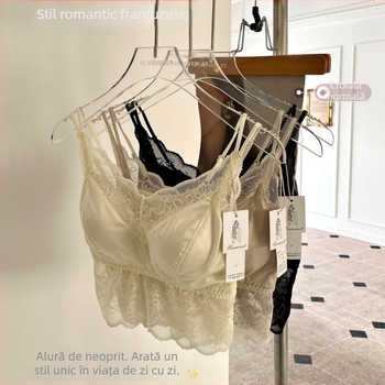 Camisolă din satin dantelat, design spate franțuzesc, bretele scurte, efect slimming, bustier deschis în spate