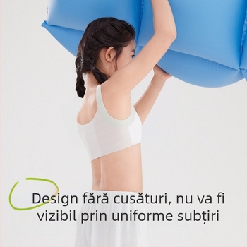 cocosmart Sutien-vestă de antrenament pentru fete în faza de dezvoltare, vară respirabil Ice Silk, nylon principal, cupă completă, cupe subțiri modelate, bretele fixe duble