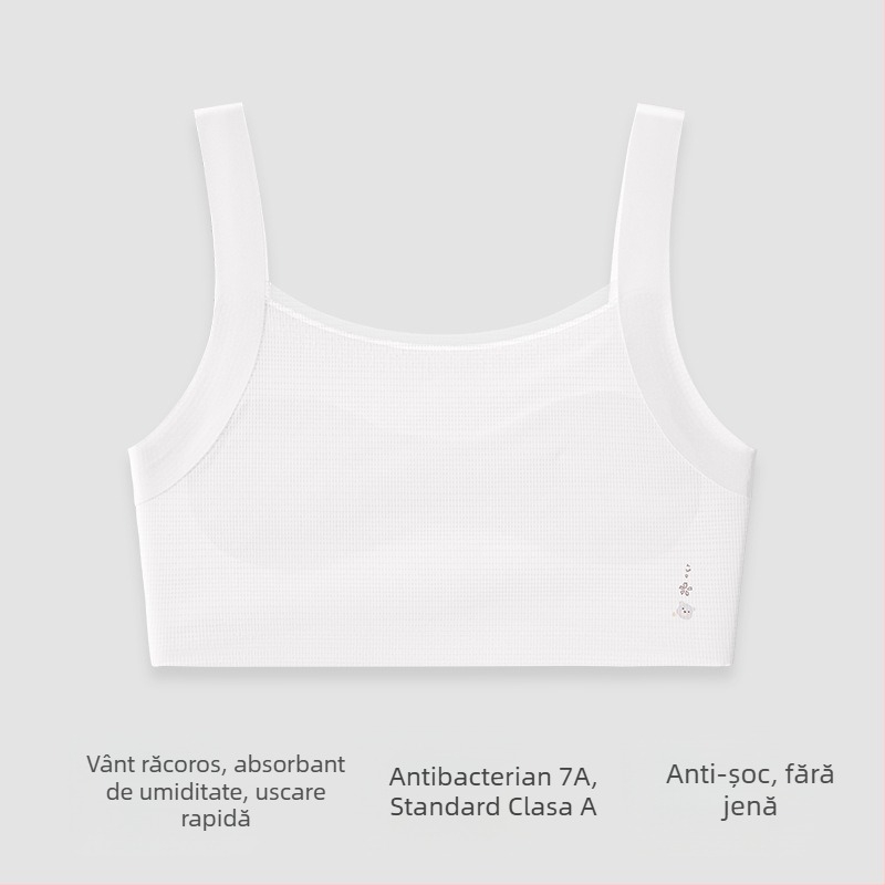 cocosmart Sutien-vestă de antrenament pentru fete în faza de dezvoltare, vară respirabil Ice Silk, nylon principal, cupă completă, cupe subțiri modelate, bretele fixe duble