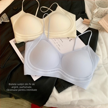 Sutien din nylon, cupe modelate ultra-subțiri, bretele fixe duble, design respirabil, spate neted