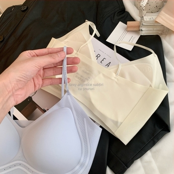 Sutien din nylon, cupe modelate ultra-subțiri, bretele fixe duble, design respirabil, spate neted