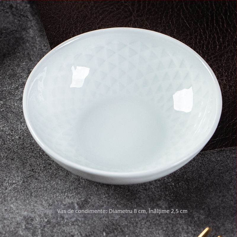 Set de veselă din porțelan pentru masă de hotel, underglaze color, model dungi, 9 piese