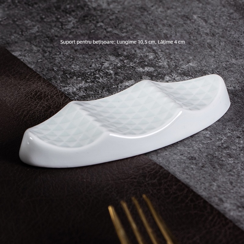 Set de veselă din porțelan pentru masă de hotel, underglaze color, model dungi, 9 piese