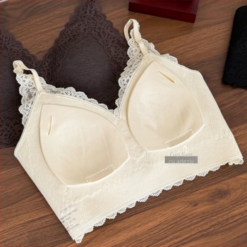 Bustier din dantelă fără cusături, push-up, top cu bretele fixe, cupe triunghi, poliester respirabil, spate frumos