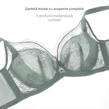Sutien din dantelă respirabil din nylon, Push-up, cupă 3/4, cupe neinmodelate, închidere spate cu trei rânduri de cârlige