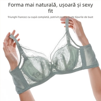 Sutien din dantelă respirabil din nylon, Push-up, cupă 3/4, cupe neinmodelate, închidere spate cu trei rânduri de cârlige