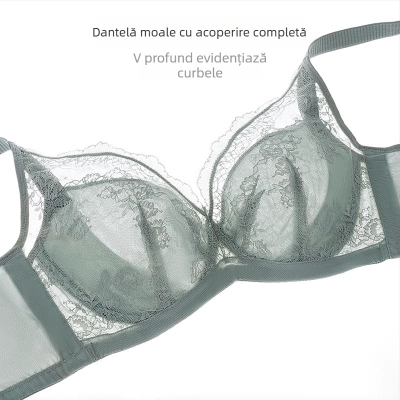 Sutien din dantelă respirabil din nylon, Push-up, cupă 3/4, cupe neinmodelate, închidere spate cu trei rânduri de cârlige