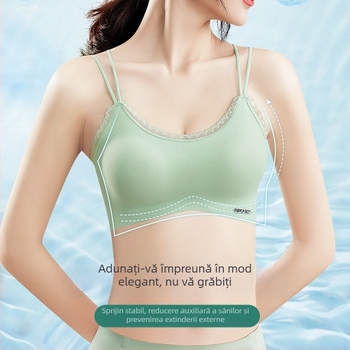 Sutien fără armături, cupă completă, cupe formate din bumbac, material respirabil nylon-elastan, bretele fixe, susținere superioară