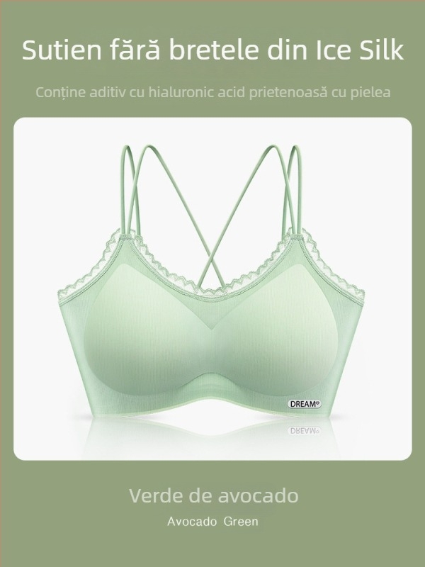 Sutien fără armături, cupă completă, cupe formate din bumbac, material respirabil nylon-elastan, bretele fixe, susținere superioară