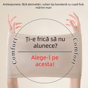 Sutien bandeau fără bretele, plus size, fără cusături, plăcut la atingere, ușor, spate frumos.