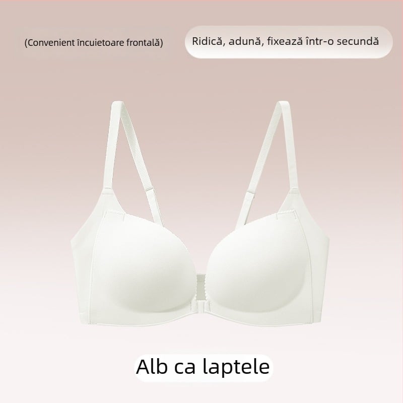 Sutien din nylon cu închidere frontală, fără spate, Push-Up, cupă 3/4, fără sârmă, cupe din burete, căptușeală din spandex