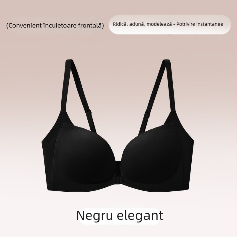 Sutien din nylon cu închidere frontală, fără spate, Push-Up, cupă 3/4, fără sârmă, cupe din burete, căptușeală din spandex