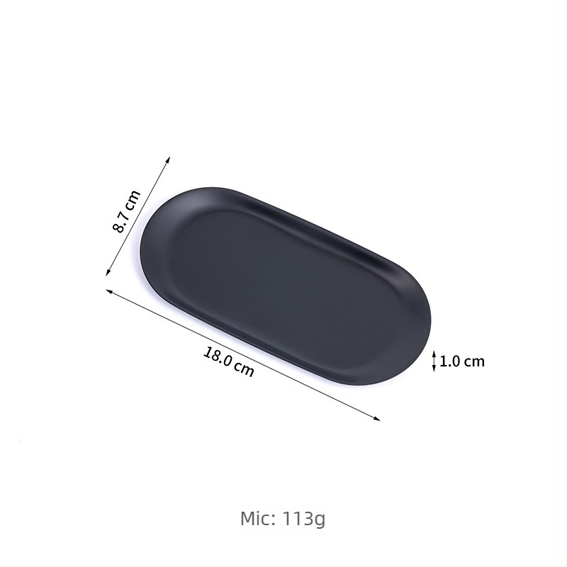 Tavă de depozitare din oțel inoxidabil, suport oval pentru cosmetice, design modern minimalist, finisaj electroplacat, personalizare logo