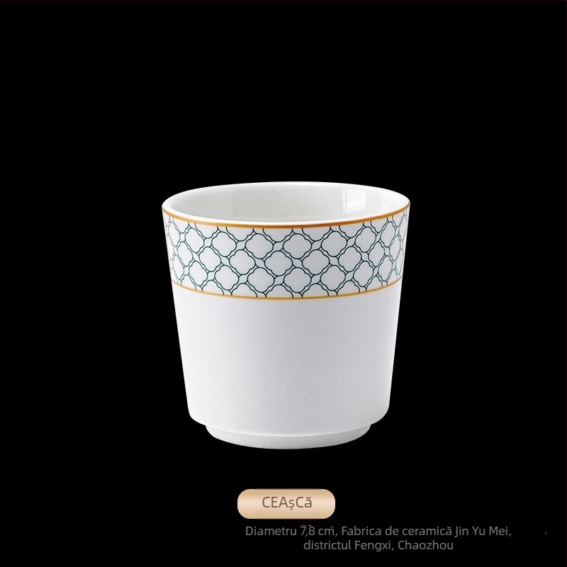 Set de aranjare a mesei pentru hotel din porțelan, design geometric de înaltă calitate, culoare sub glazură, personalizare disponibilă