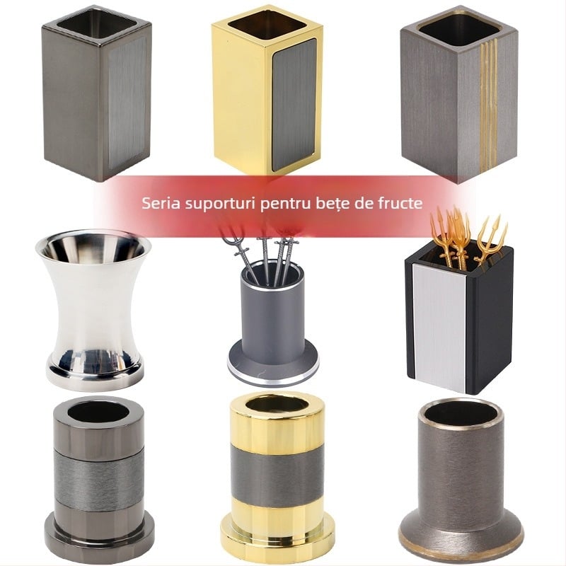 Suport pentru scobitori - Space Aluminum, anti-cadere, stil lux, pentru bar și uz casnic