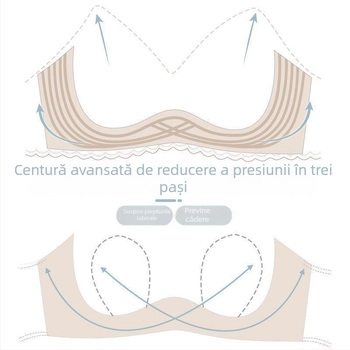 Sutien dantelă din nylon, cupe în formă de urechi de iePURE (Rabbit-Ear Cup), fără arc, cupe subțiri, bretele fixe duble, închidere spate cu trei rânduri de clipsuri
