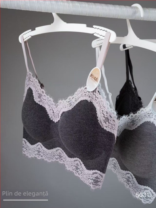 Sutien cu dantelă franțuzească, spate frumos, cupă fixă, cupă subțire modelată, bretele reglabile