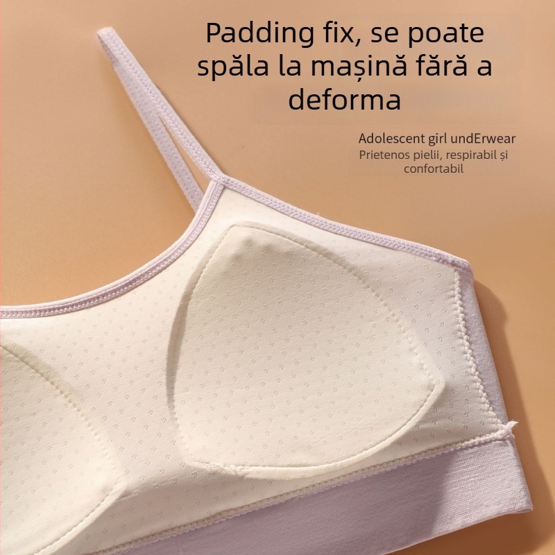 Top fără bretele pentru fete, din nailon, cu căptușeală pentru bust, cupă 3/4, burete moale, pentru copii 9–13 ani
