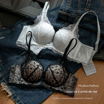 Sutien din dantela cu push-up, cupa 3/4, respirabil, suport, bretele fixe