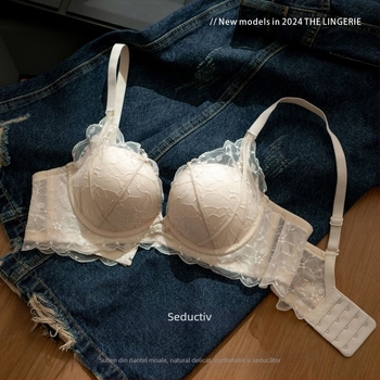 Sutien din dantela cu push-up, cupa 3/4, respirabil, suport, bretele fixe