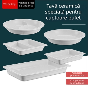 Container ceramic interior pentru bufet, păstrarea căldurii, cu bazin dreptunghiular pentru servire și farfurie rotundă din ceramică, Jiaojiexing, potrivit pentru hoteluri și restaurante