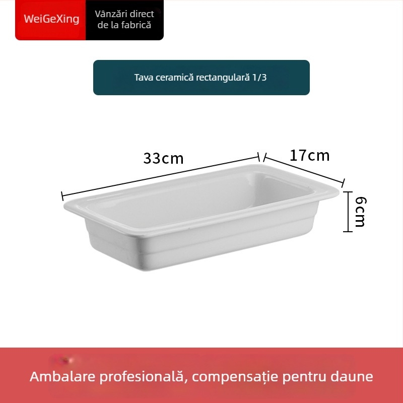Container ceramic interior pentru bufet, păstrarea căldurii, cu bazin dreptunghiular pentru servire și farfurie rotundă din ceramică, Jiaojiexing, potrivit pentru hoteluri și restaurante