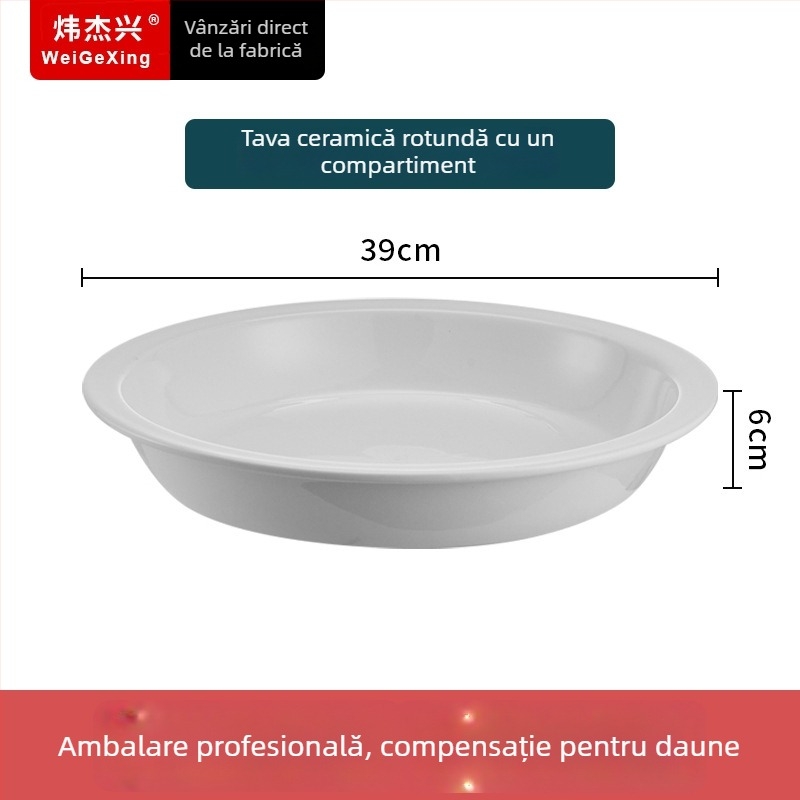 Container ceramic interior pentru bufet, păstrarea căldurii, cu bazin dreptunghiular pentru servire și farfurie rotundă din ceramică, Jiaojiexing, potrivit pentru hoteluri și restaurante