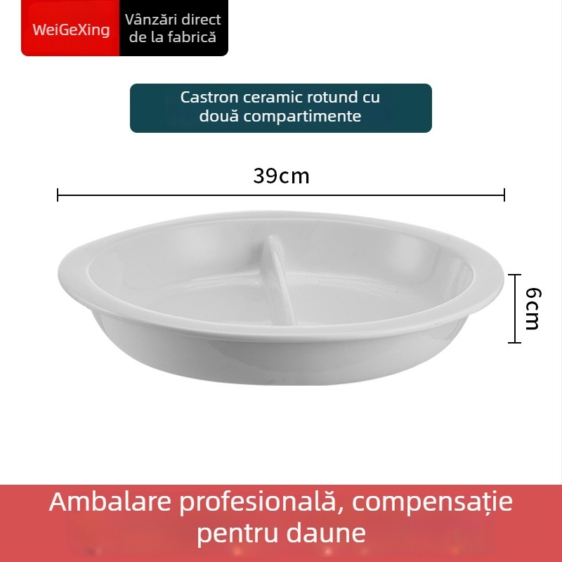 Container ceramic interior pentru bufet, păstrarea căldurii, cu bazin dreptunghiular pentru servire și farfurie rotundă din ceramică, Jiaojiexing, potrivit pentru hoteluri și restaurante
