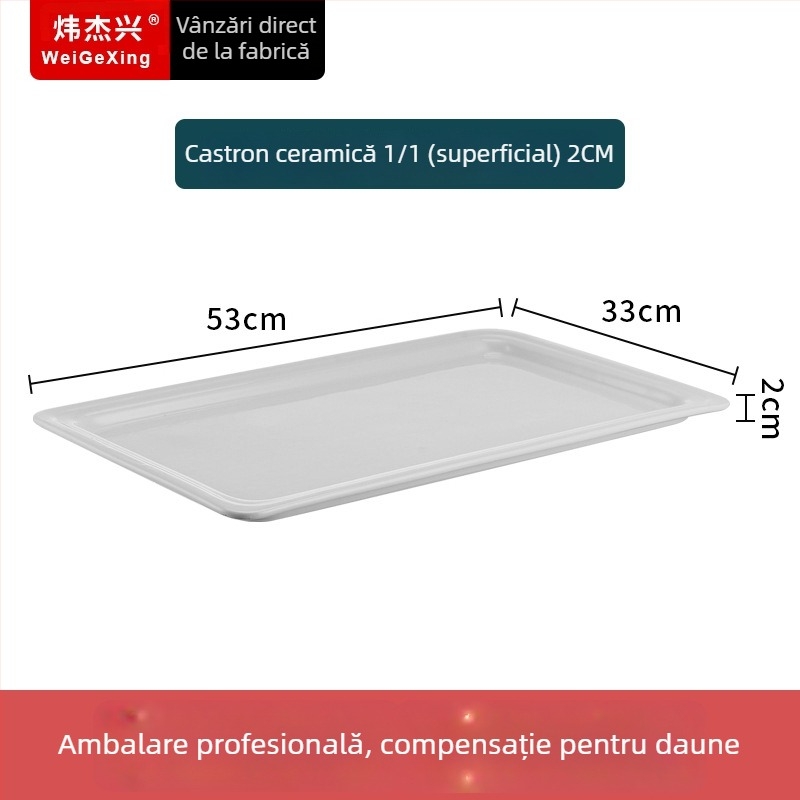 Container ceramic interior pentru bufet, păstrarea căldurii, cu bazin dreptunghiular pentru servire și farfurie rotundă din ceramică, Jiaojiexing, potrivit pentru hoteluri și restaurante