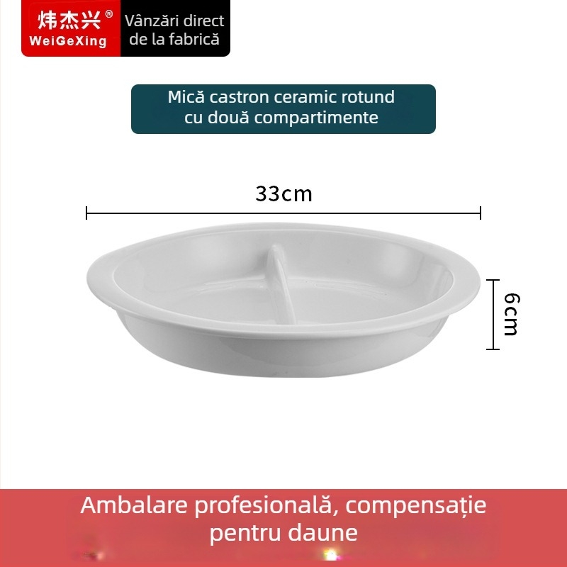 Container ceramic interior pentru bufet, păstrarea căldurii, cu bazin dreptunghiular pentru servire și farfurie rotundă din ceramică, Jiaojiexing, potrivit pentru hoteluri și restaurante