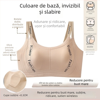 Sutien pentru femei – fără cusături, cupă completă, material nailon, cupe subțiri turnate, design cu urechi de iepure