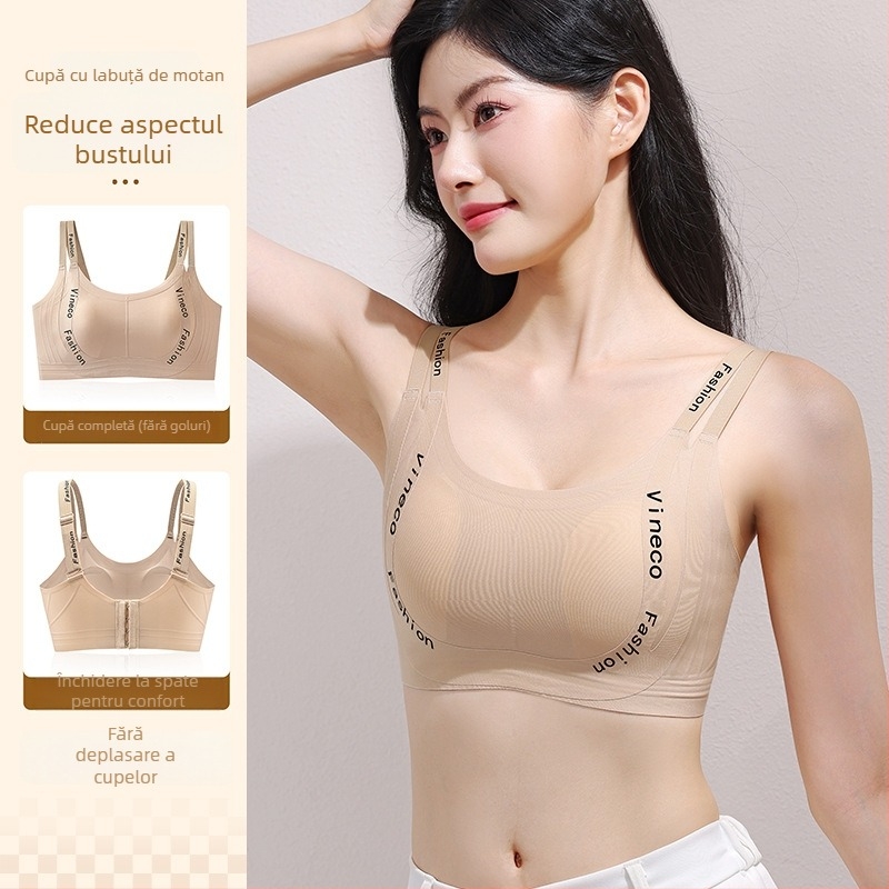 Sutien pentru femei – fără cusături, cupă completă, material nailon, cupe subțiri turnate, design cu urechi de iepure