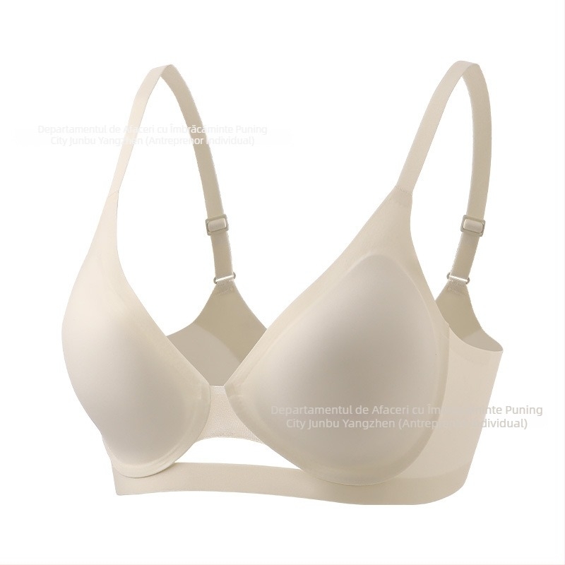 Sutien din plasă fără cusături, cu design ultra-subțire și respirabil, cupe turnate în silicon, fără armătură, închidere la spate cu patru rânduri