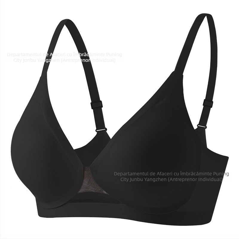 Sutien din plasă fără cusături, cu design ultra-subțire și respirabil, cupe turnate în silicon, fără armătură, închidere la spate cu patru rânduri